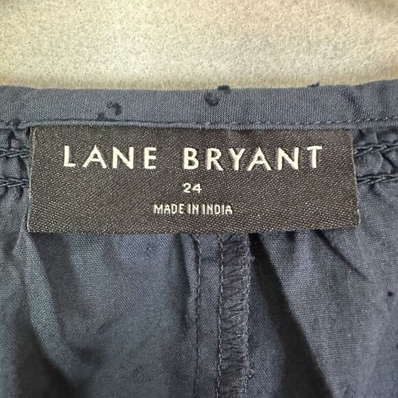 Lane Bryant Top Women Plus Size 24 Blue Peasant Boho Ruffle Balloon Lace Sleeve - Picture 5 of 16